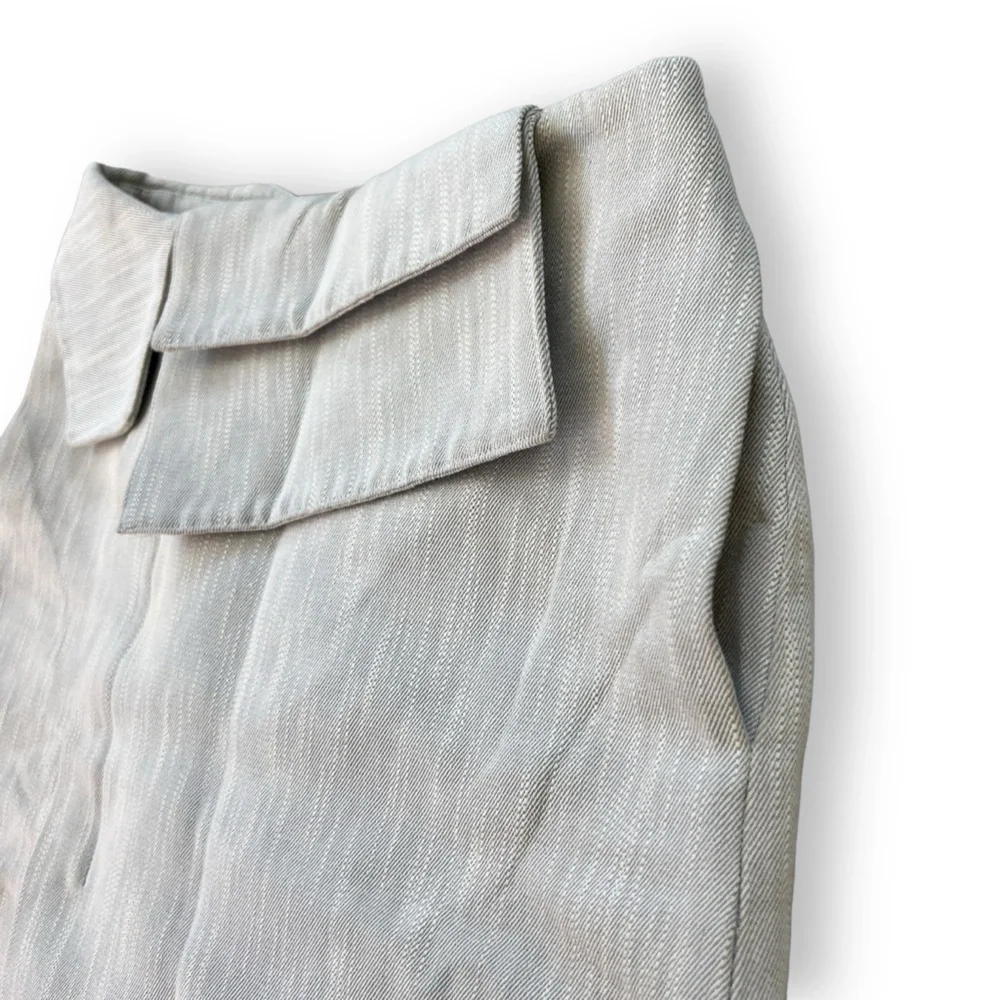 COS Knee Length Cotton Twill Gray Folded Wrap Waist Skirt